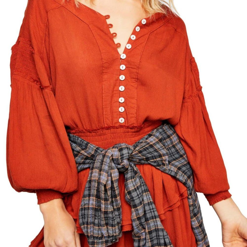 Free People Romy Mini Dress Copper Rust Orange Large Free Size